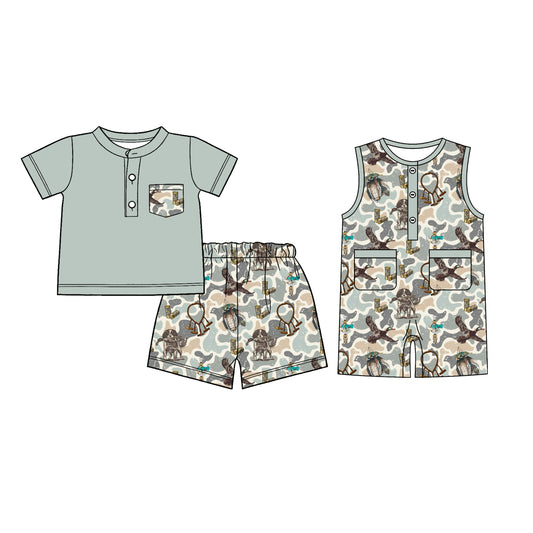 26.1.6 custom each style moq 5 eta 6-8week Sibling Sister camouflage hat duck baby boy short sleeve shorts sets and romper match design