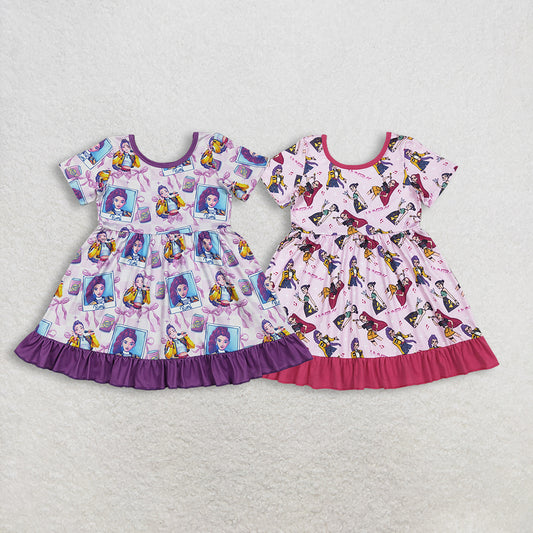 RTS NO MOQ Sibling baby girl clothes cartoon short-sleeved dresses