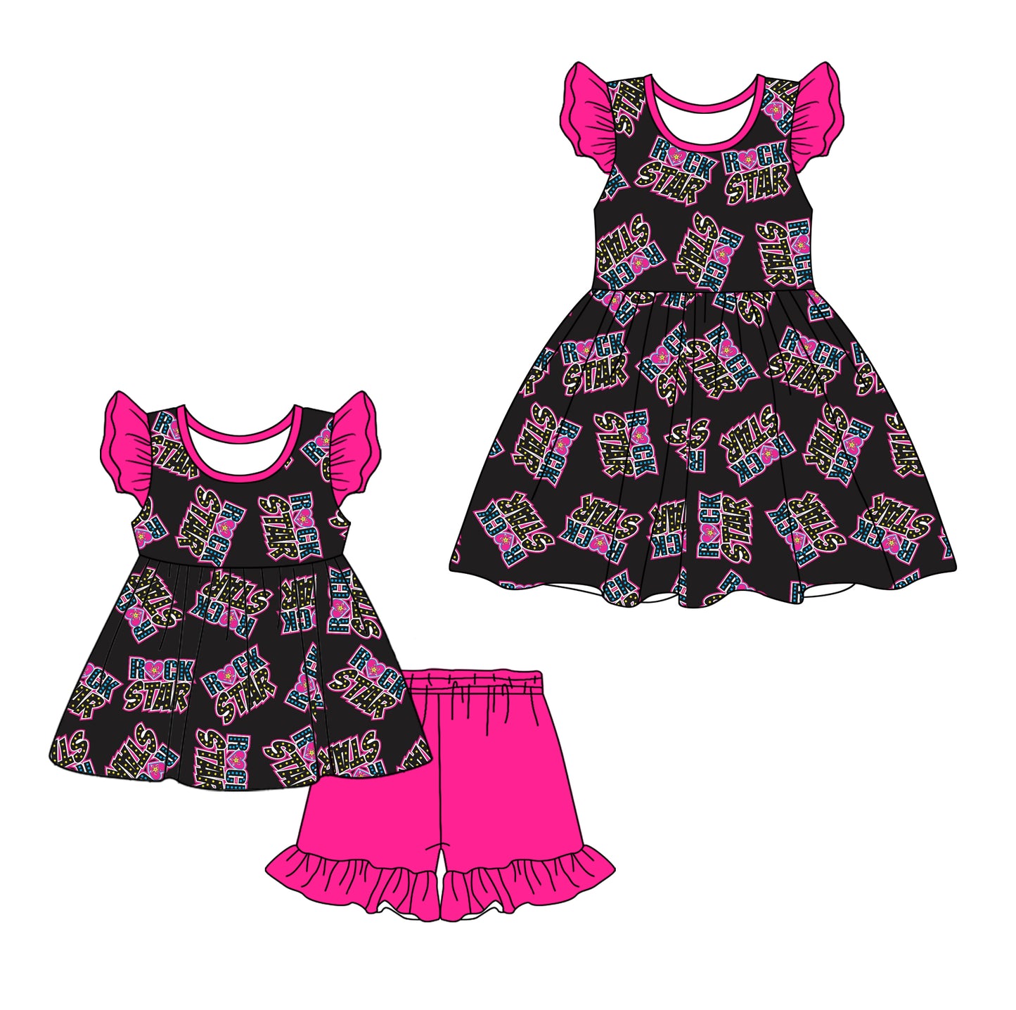 1.14 custom each style moq 5eta 4-6week Sibling Sister baby girl short sleeve shorts sets and dresses match design