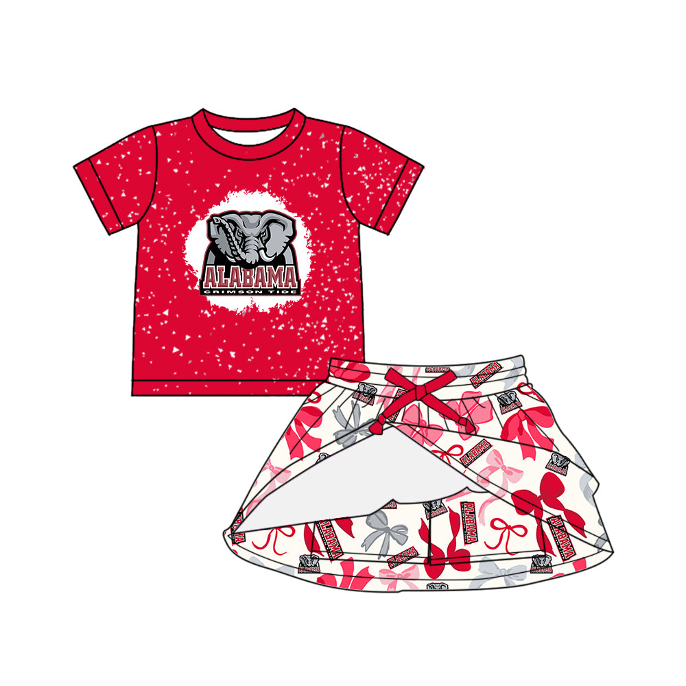 Custom moq 5 mix sizes summer teams baby girls clothes team red short sleeve skirts shorts sets dress 1 and dress 2 and dress 3 and dress 4-25.5.14