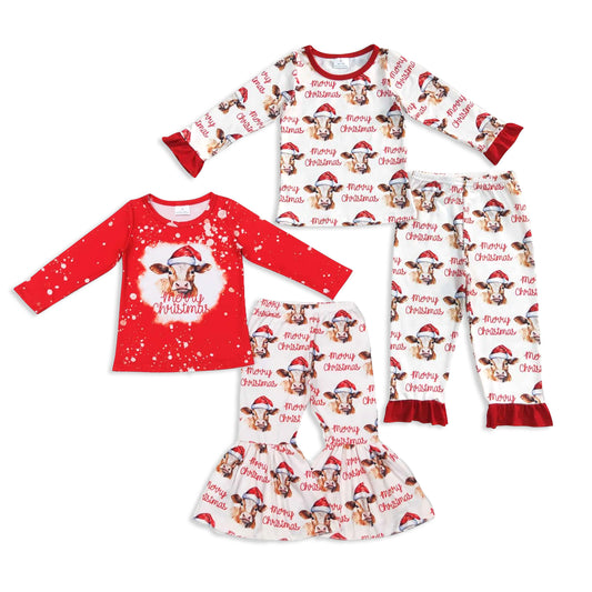 RTS NO MOQ Sibling baby girls clothes Christmas long-sleeved suit