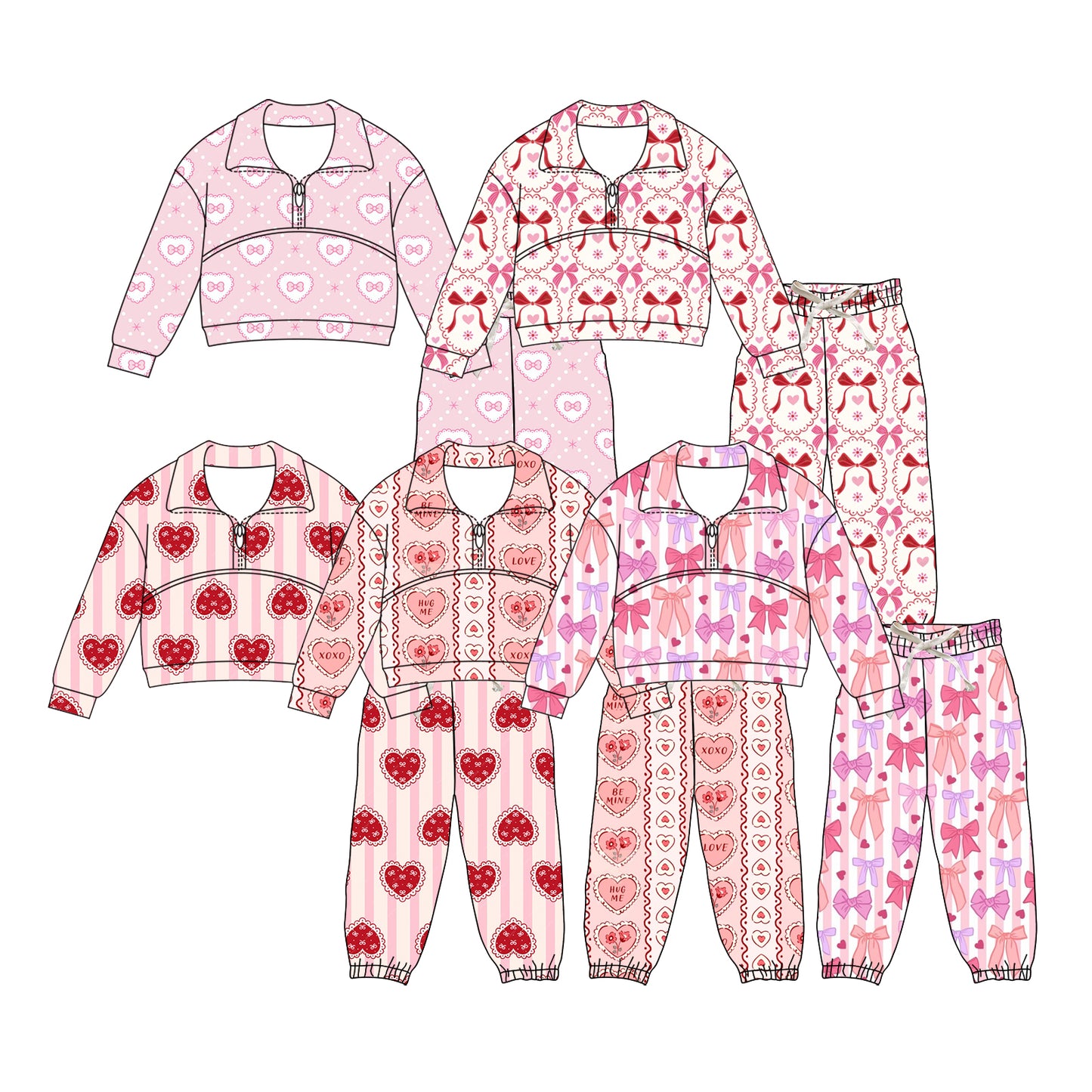 25.11.29 custom each style moq 5 eta 6-8week Sibling Sisters bow love baby girl clothes long sleeve pants sets 5 match family design