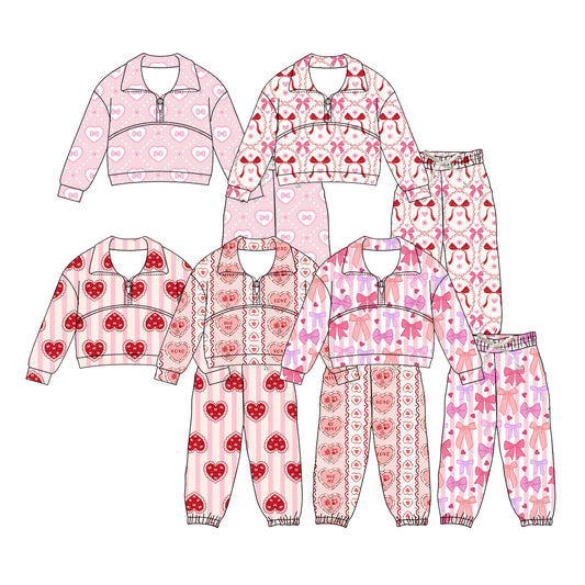 25.11.29 custom each style moq 5 eta 6-8week Sibling Sisters bow love baby girl clothes long sleeve pants sets 5 match family design