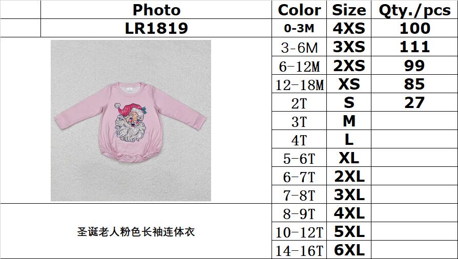 RTS NO MOQ ETA 5/7days arrived LR1819 Santa Claus pink long sleeve jumpsuit