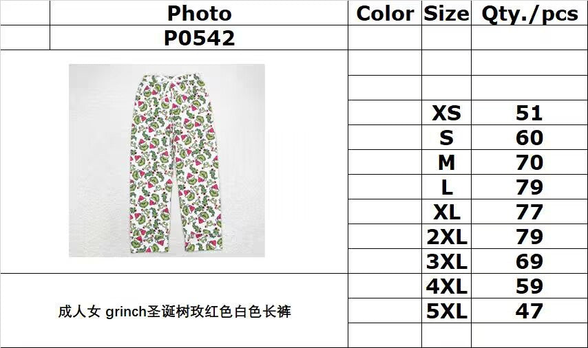 rts no moq P0542 Adult female grinch Christmas tree rose red white trousers