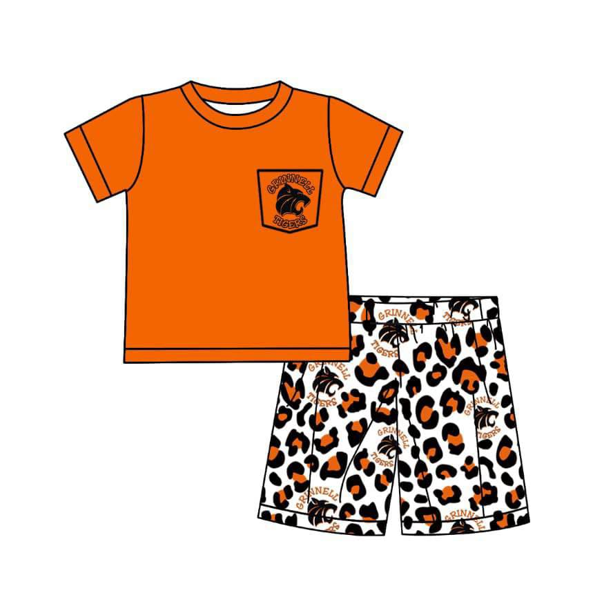 custom moq 3 eta 6-7weeks baby boys clothes team leopard short Sleeves Shorts Set