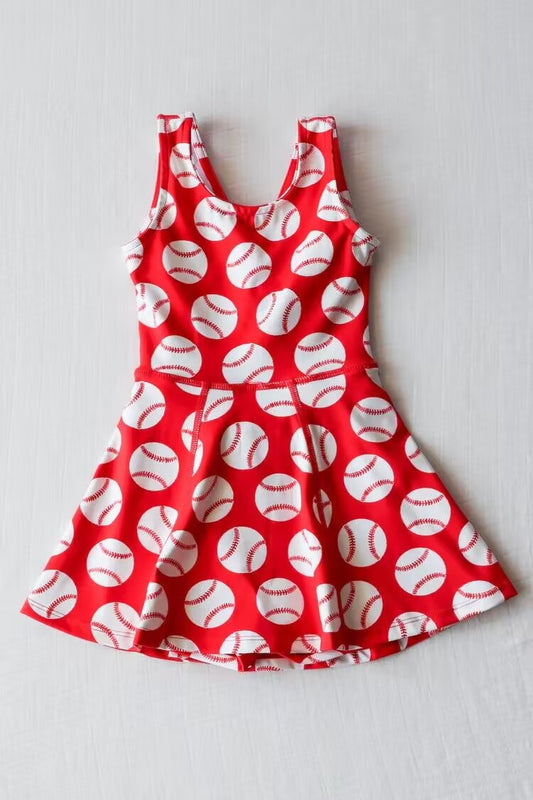 custom moq 5 eta 4-5 weeks baby Girls clothes baseball red sleeveless summer skirt