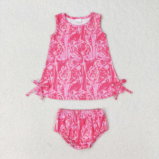 RTS no moq GBO0345 Flamingo Rose Red Sleeveless Briefs Set