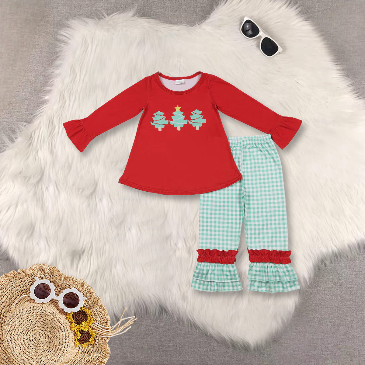 RTS NO MOQ baby girl clothes Christmas long sleeve Rompers Clothes Sets