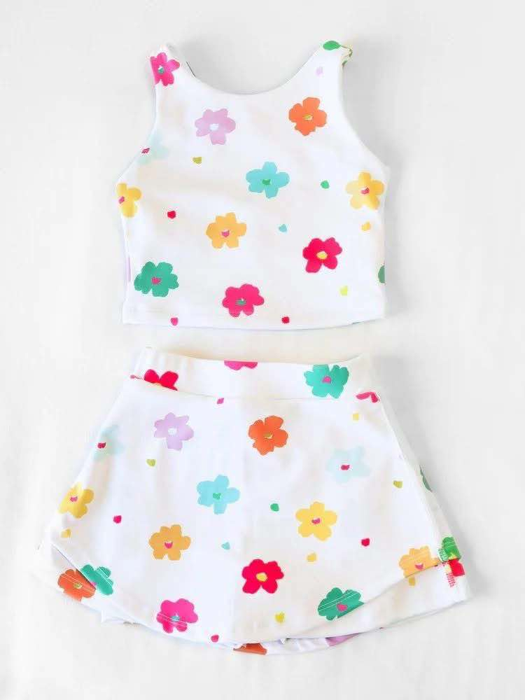 Deadline June 13 Custom no moq baby girls summer  Summer flower short-sleeved shorts suit