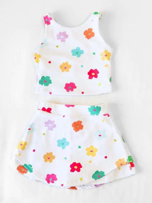 Deadline June 13 Custom no moq baby girls summer  Summer flower short-sleeved shorts suit