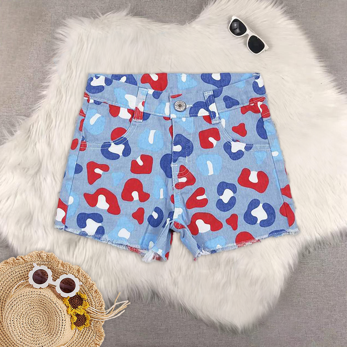 RTS NO MOQ baby girl clothes 4th of july summer jeans shorts
