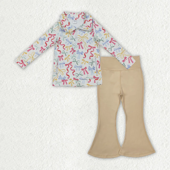 RTS NO MOQ Sibling Baby Girl clothes Yoga leopard floral Long Sleeve Trousers Sets