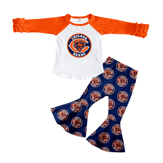 Custom moq 3 eat about 6/8weeks moq 5 eta 5/6weeks Girls' orange and white long sleeve and long pants set