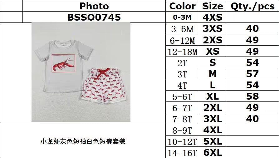 BSSO0745 Crayfish gray short sleeve white shorts suit