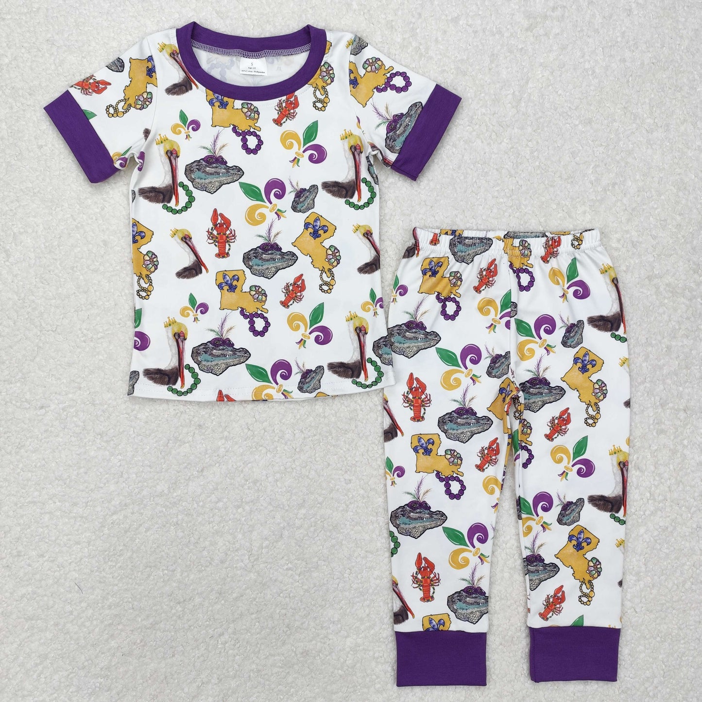 RTS NO MOQ ETA 5/7days Arrived BSPO0546 Carnival animal purple and white short-sleeved long pants pajamas set