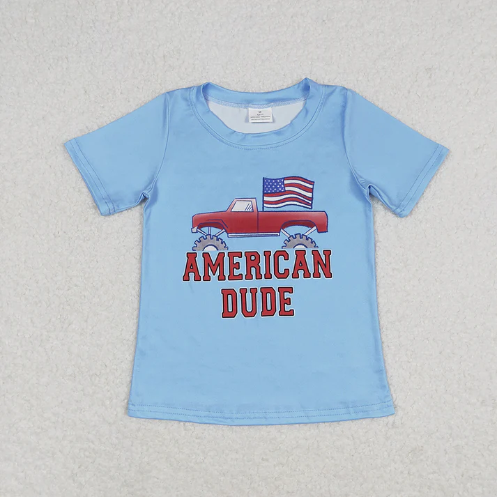 RTS NO MOQ baby girl clothes national day Short Sleeve Top