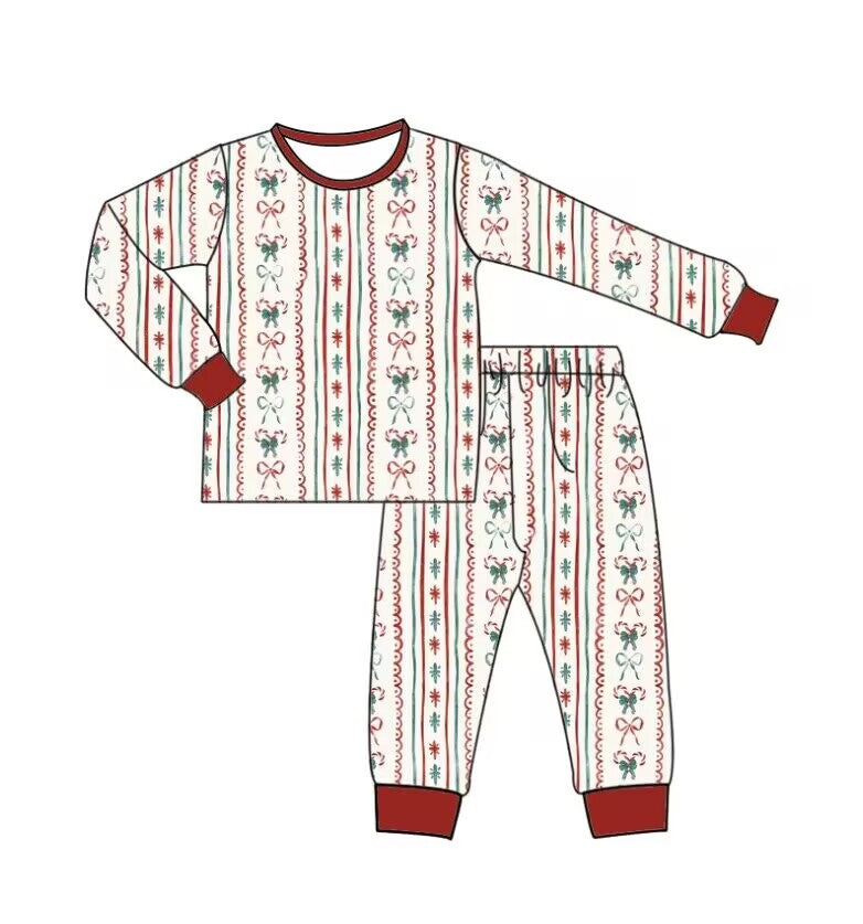 custom moq 5 eta 5-6weeks baby boys clothes Christmas bow long sleeve pants Set