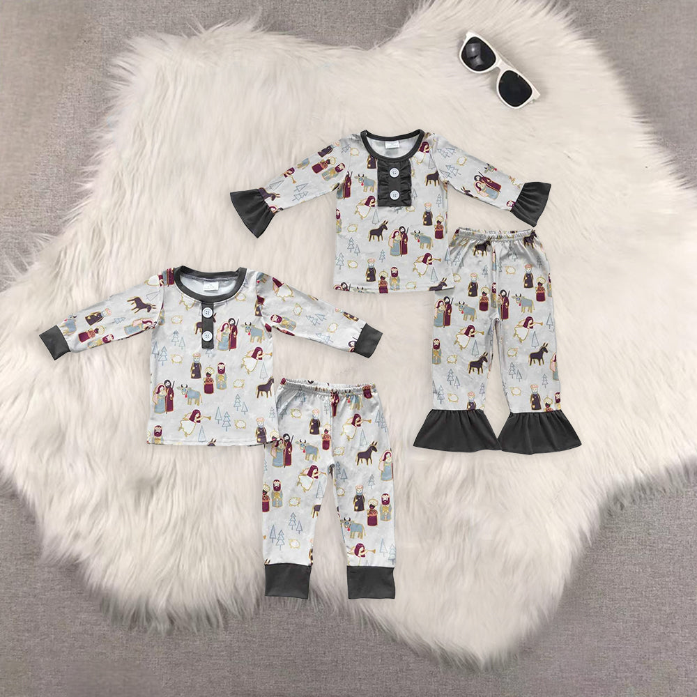 RTS NO MOQ Sibling Baby Girls bos Christmas Long Sleeve Pants Set