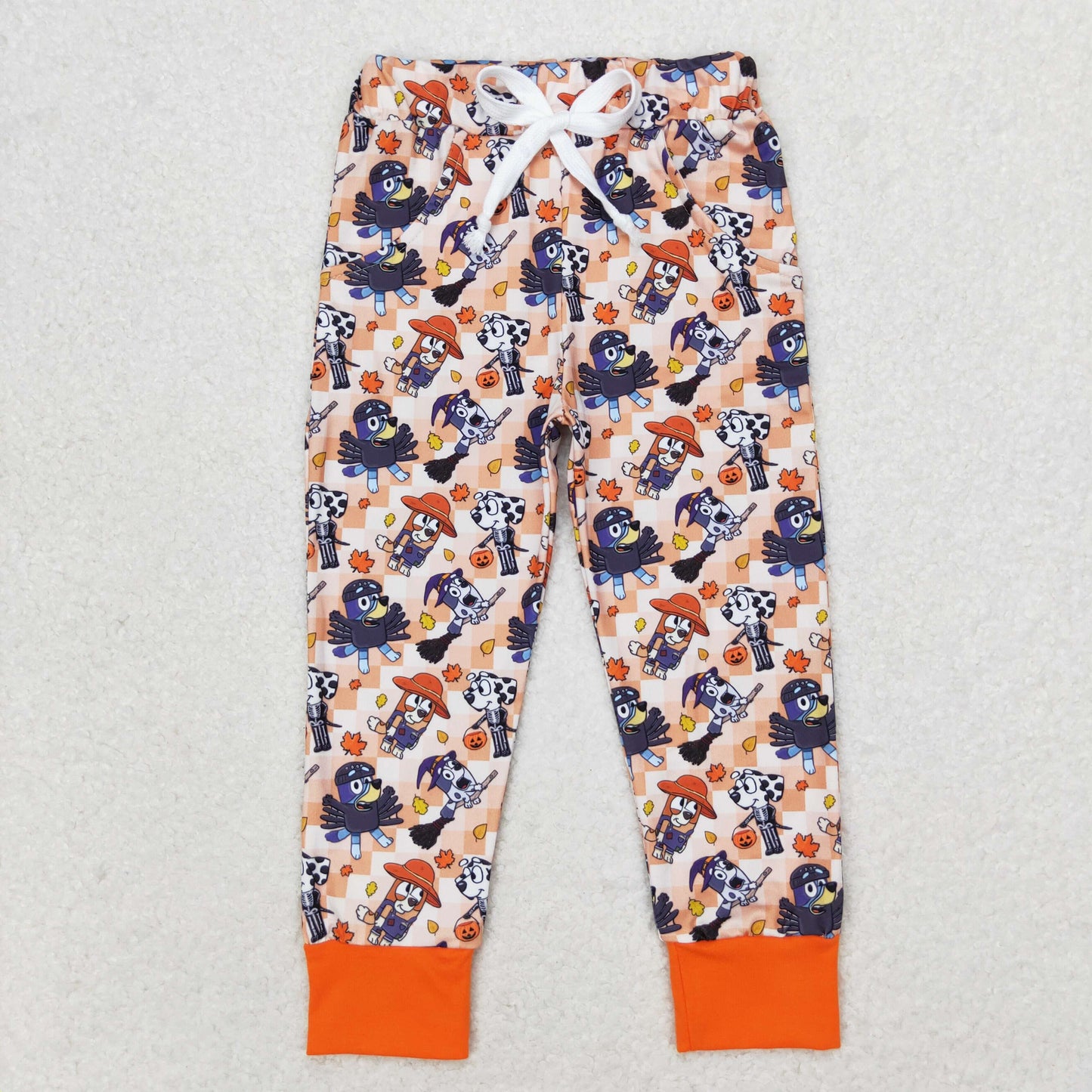 rts no moq P0476 bluey leaf orange plaid trousers