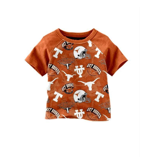 custom moq 3 team eta 6-8weeks team baby boys clothes orange short sleeves top