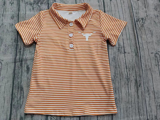 Custom moq 8 eta 6-8weeks baby boy clothes team orange striped short sleeve shirt-25.9.26