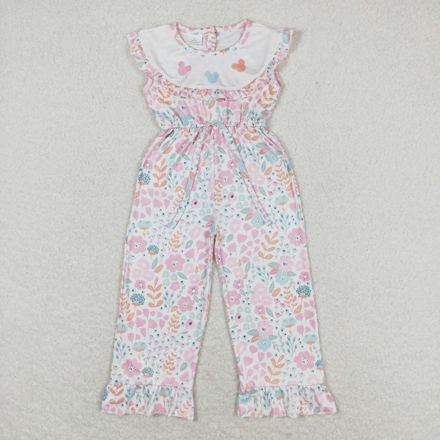 RTS no moq SR1139 Mickey floral lace sleeveless jumpsuit