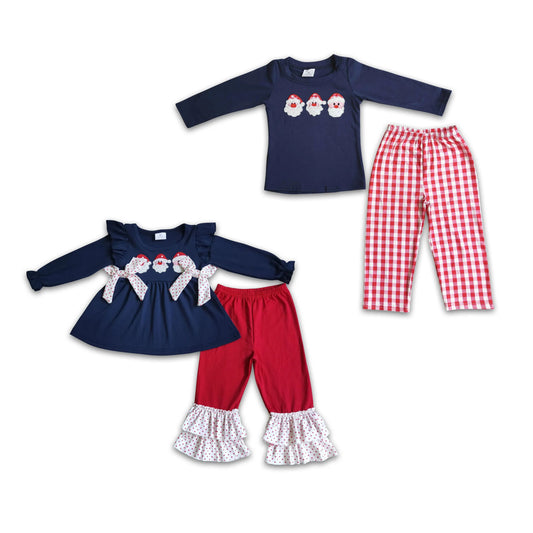 RTS NO MOQ 6 B7-39 6 A6-27  Boys and Girls Navy Blue Santa Claus Long Sleeve Suit