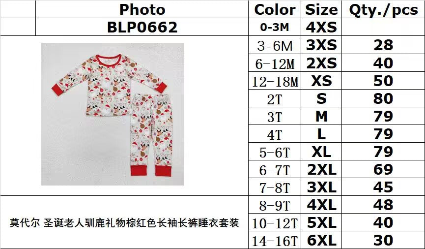 BAMBOO RTS NO MOQ ETA 5/7days arrived BLP0662 Modal Christmas elf cane red long-sleeved trousers pajamas set