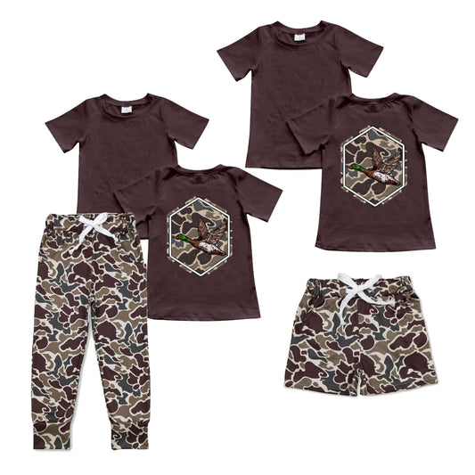 RTS NO MOQ Baby boy camouflage top pants set and short-sleeved shorts set