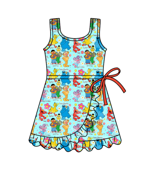 Custom moq 5 mix size milk silk baby girl clothes summer cartoon sleeveless dress