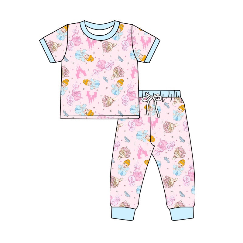 5.3custom each style moq 5eta 4-5week Sibling Sister cartoon character prints blue girls jumpsuits and boy set and baby romper match family design