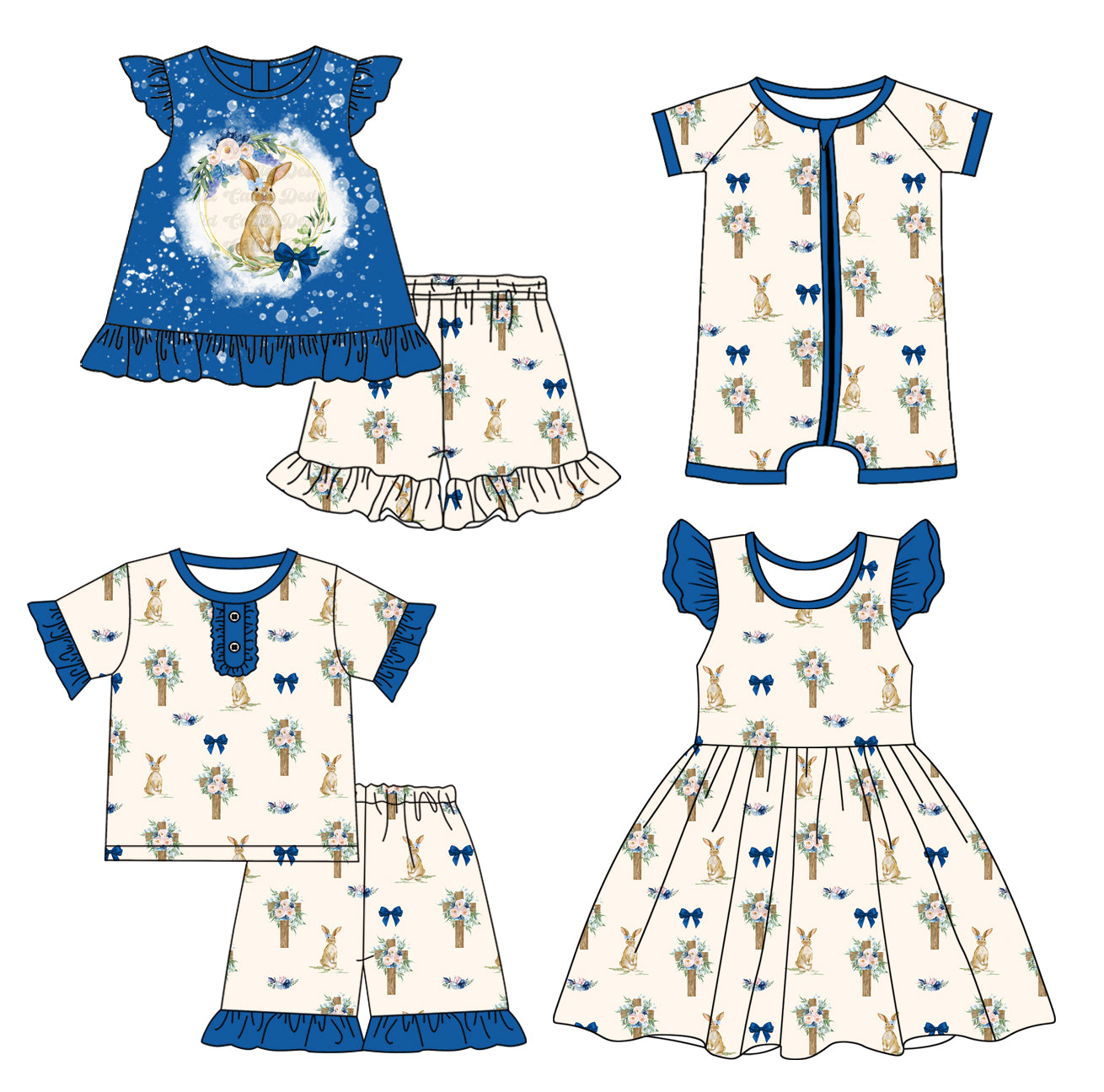 1.14 custom each style moq 5eta 4-6week Sibling Sister easter floral baby girl short sleeve shorts sets and sets 2 and boy romper and dress match design