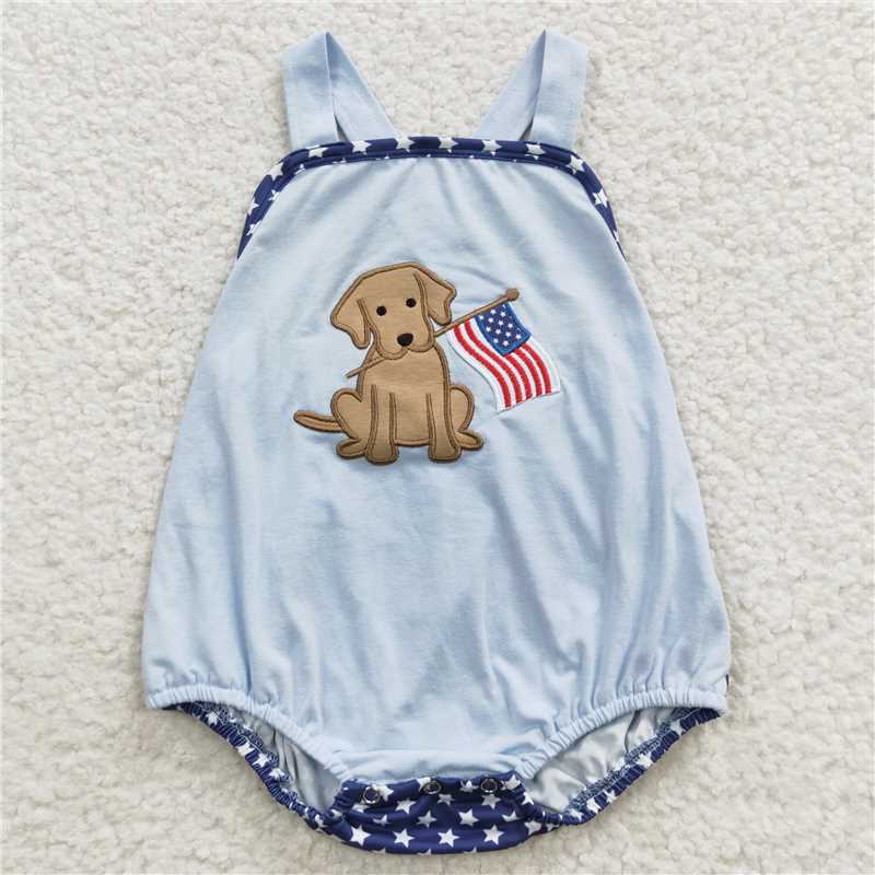 dog prints blue and pink Sibling Rompers Clothes Sets