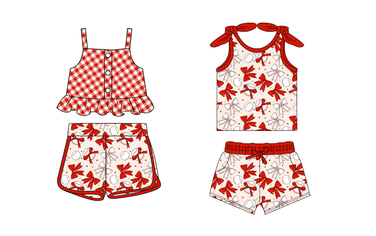 2.12 custom each style moq 5eta 4-6week Sibling Sister baby girls short sleeve shorts sets and set 2 match design