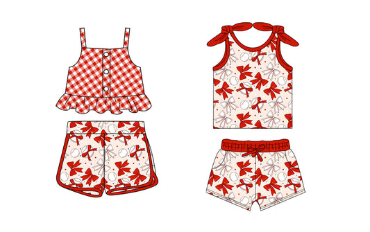 2.12 custom each style moq 5eta 4-6week Sibling Sister baby girls short sleeve shorts sets and set 2 match design