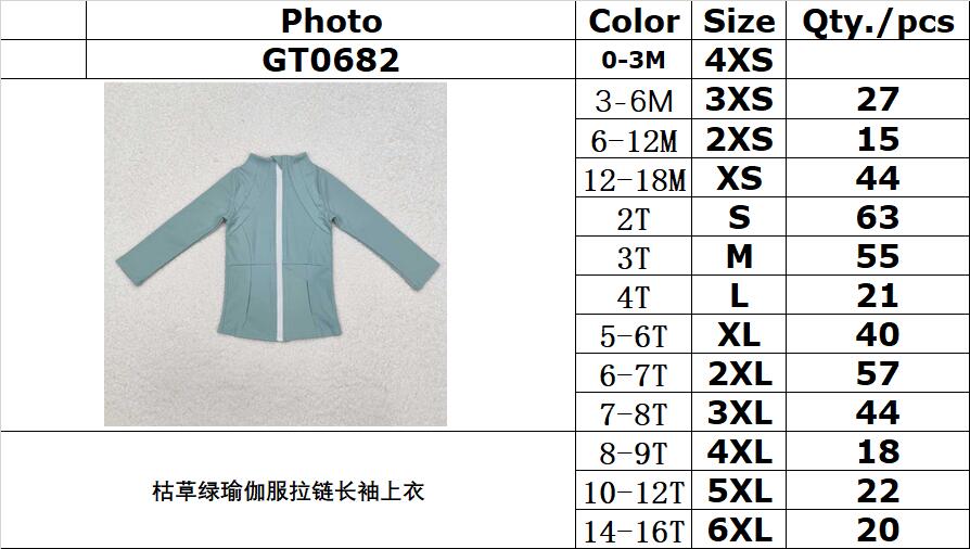 RTS NO MOQ ETA 5/7days Arrived GT0682 Dead grass green yoga wear zipper long sleeve top