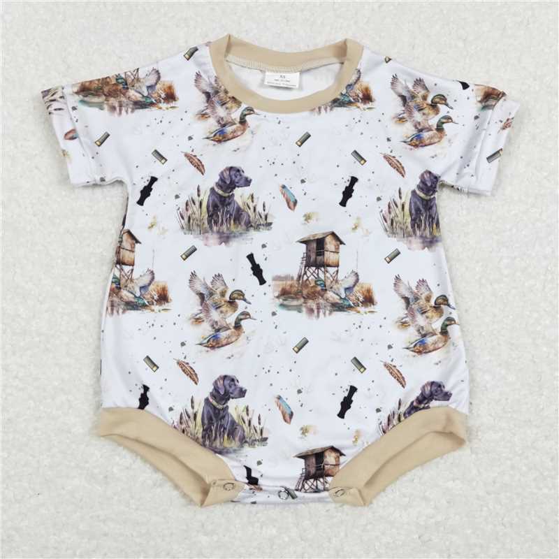 RTS NO MOQ Baby boy clothes duck puppy embroidery Shorts Sleeve Romper Mixed Sizes