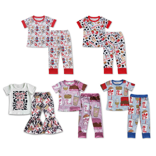 RTS NO MOQ Baby Girls And Boys Chick Short Sleeve Top Pants Set