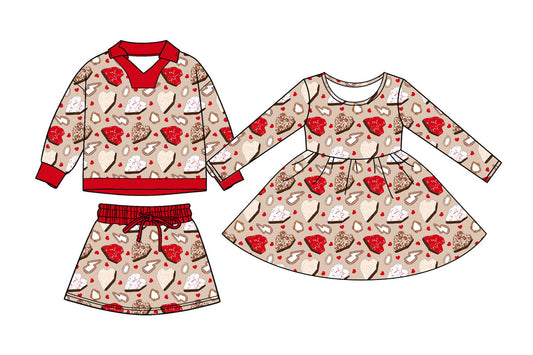 25.11.20 custom each style moq 5 eta 6-8week Sibling Sister love baby girl long sleeve skirts sets and dress match design