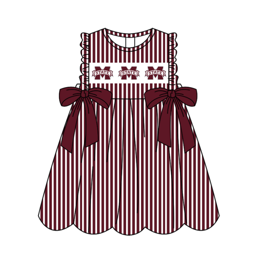 Custom moq 5 mix size milk silk baby girl clothes team summer dark red sleeveless dress-25.11.25