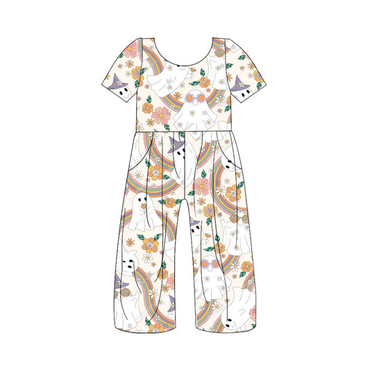 5.1custom each style moq 5eta 4-5week Halloween ghost flower ramble prints jumpsuits