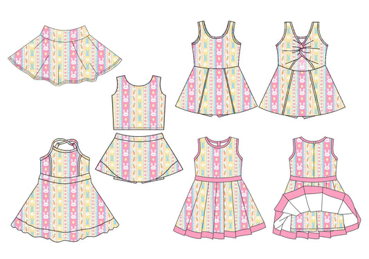 26.1.6 custom each style moq 5 eta 6-8week Sibling Sisters baby girl clothes short sleeve dress 3 and skirts set and skirt match family design