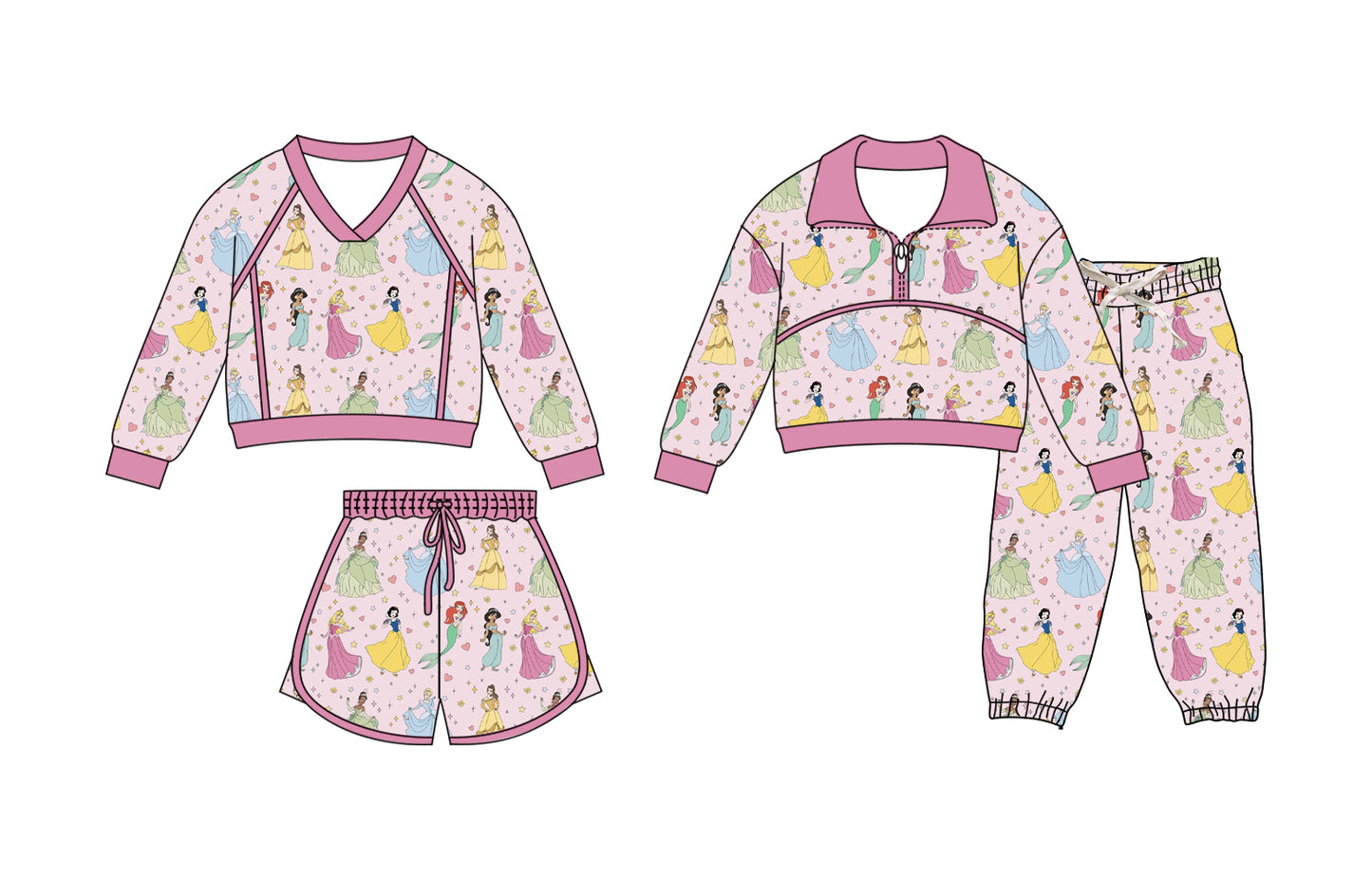 25.11.29 custom each style moq 5 eta 6-8week Sibling Sisters cartoon baby girl long sleeve pants sets and skirts sets match family design