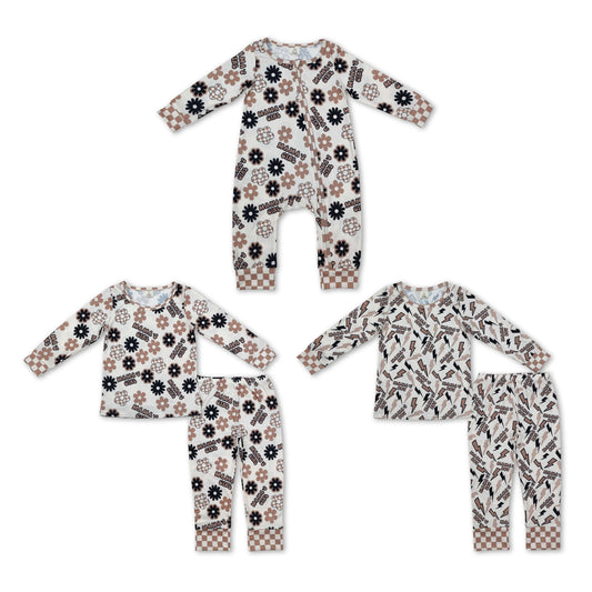 RTS NO MOQ Girls Boys bamboo mama boy Rompers Pajamas Clothes Sets