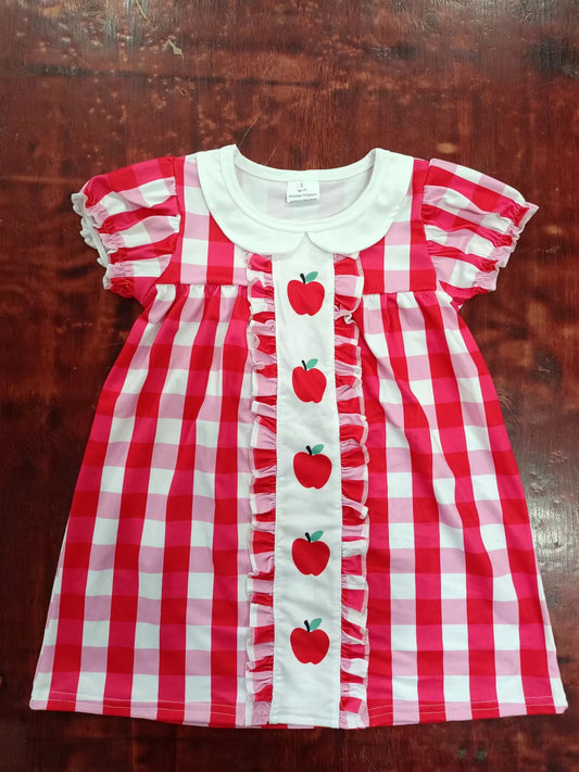 custom moq 5 eta 4-6weeks summer girls apple red short sleeve skirt dressp