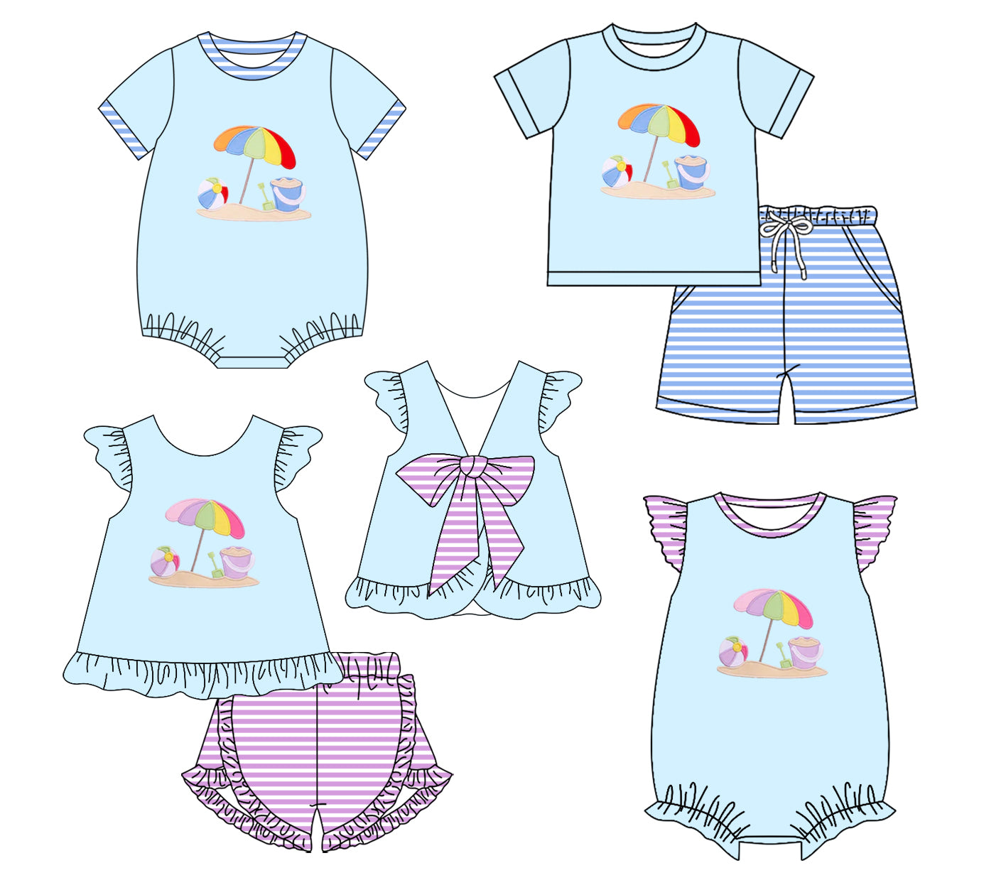 26.1.1 custom each style moq 5 eta 6-8week Sibling Sister baby short sleeve shorts sets 2 and romper 2 match design