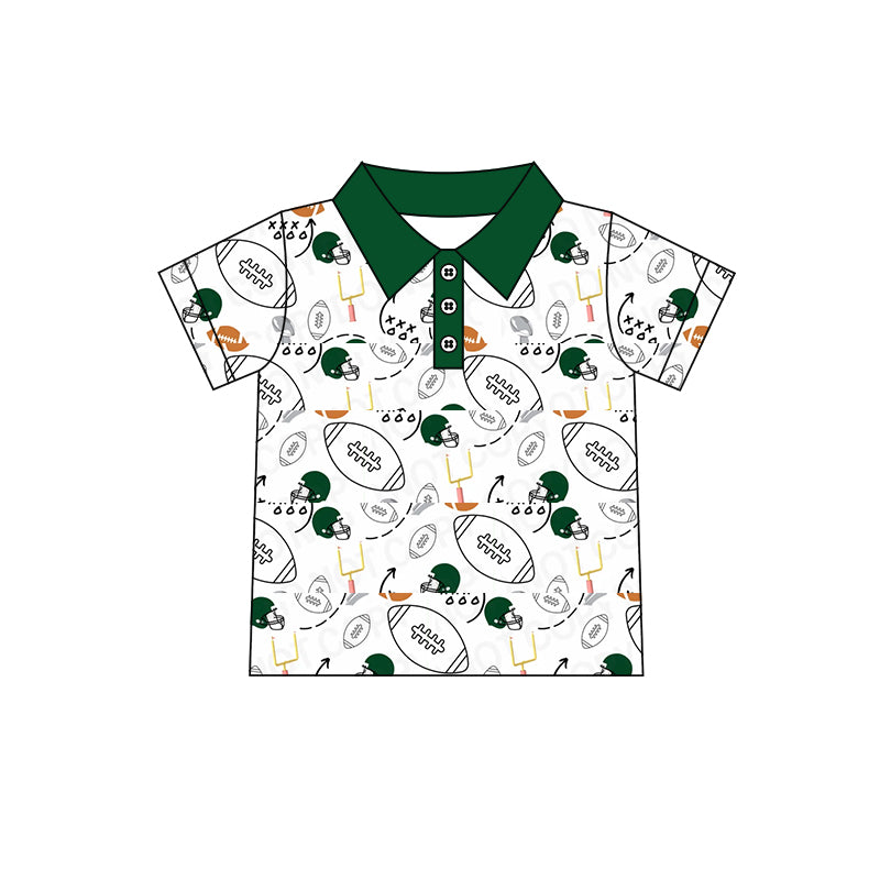 4.27custom moq 5 eta 4-5weeks football prints white t-shirt green collar