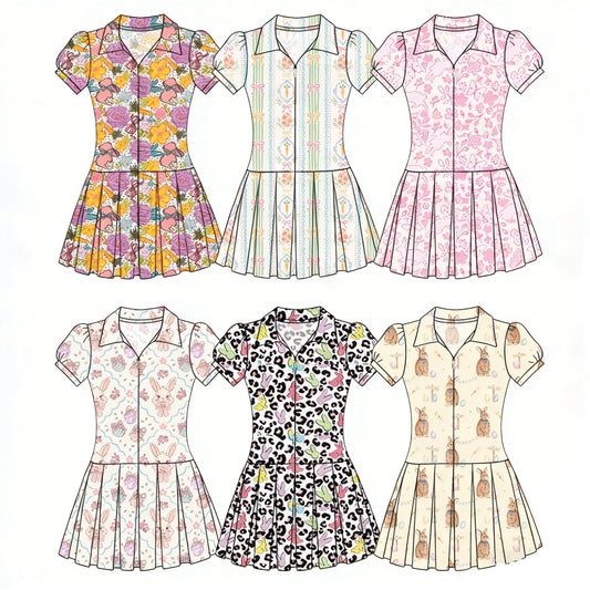26.1.6 custom each style moq 5 eta 6-8week Sibling Sister baby short sleeve dresses 6 match design