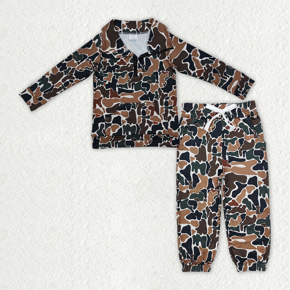 RTS NO MOQ Baby Boys Clothes Camouflage duck long-sleeved pants set